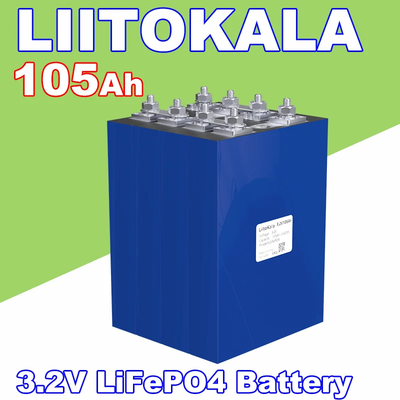 4pcs LiitoKala 3.2V 100Ah 105AH LiFePO4 Rechargeable Battery DIY12V 24V Suitable for Golf Cart Marine Solar System
