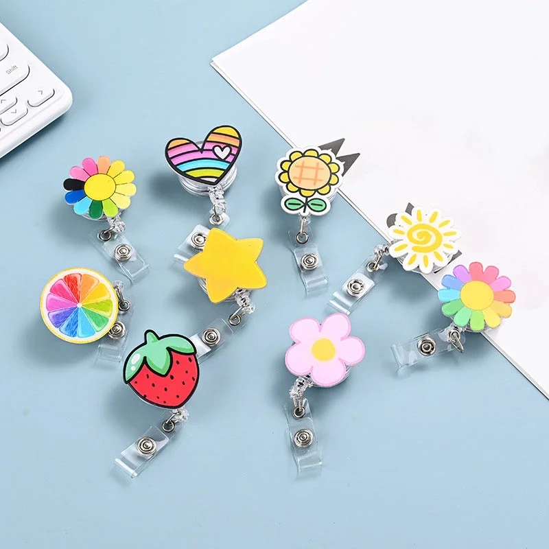 1pc Retractable Badge Holder Clips for Nurse ID Badge Reel with Belt Clip Doctor ID Card Chain Clips School Student Office