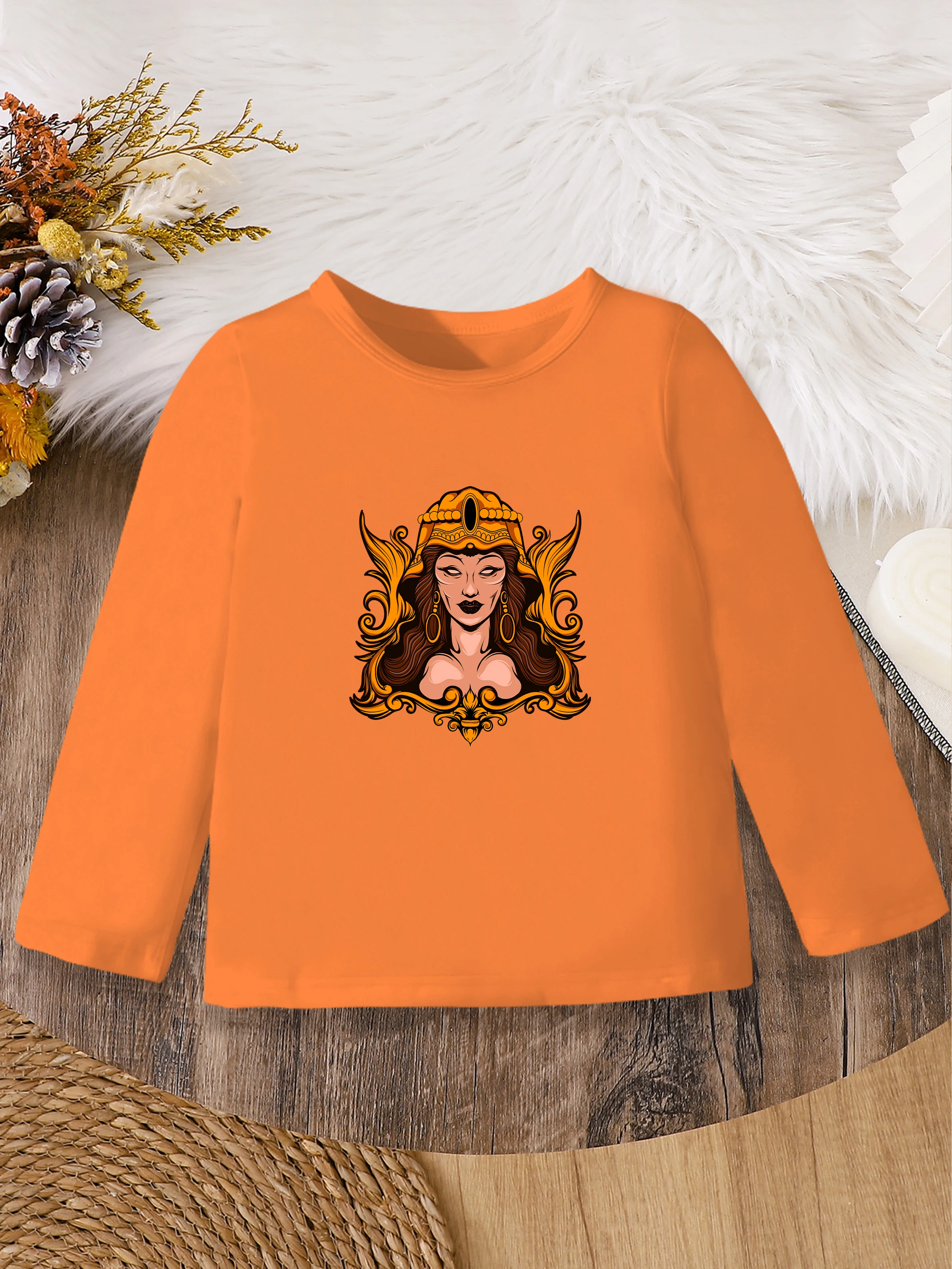 

1 шт.: Осенний милый милый базовый слой для девочек — принт девушки с мультяшным созвездием