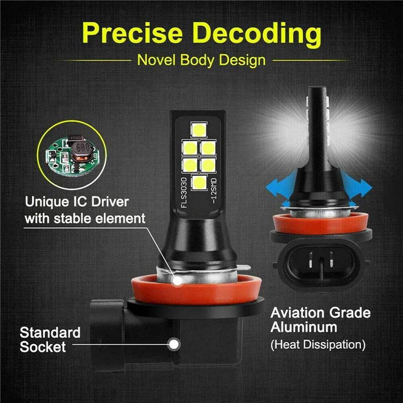 

A03Q-8X HB4 9006 Светодиодная противотуманная фара Advanced 3030 SMD ДХО дневного света, холодный белый 6000K