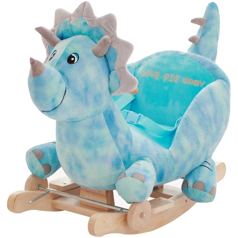 Baby Plush Rocking Horse Toy Rocking Chair Wooden Base Donkey Animal Ride on Toy