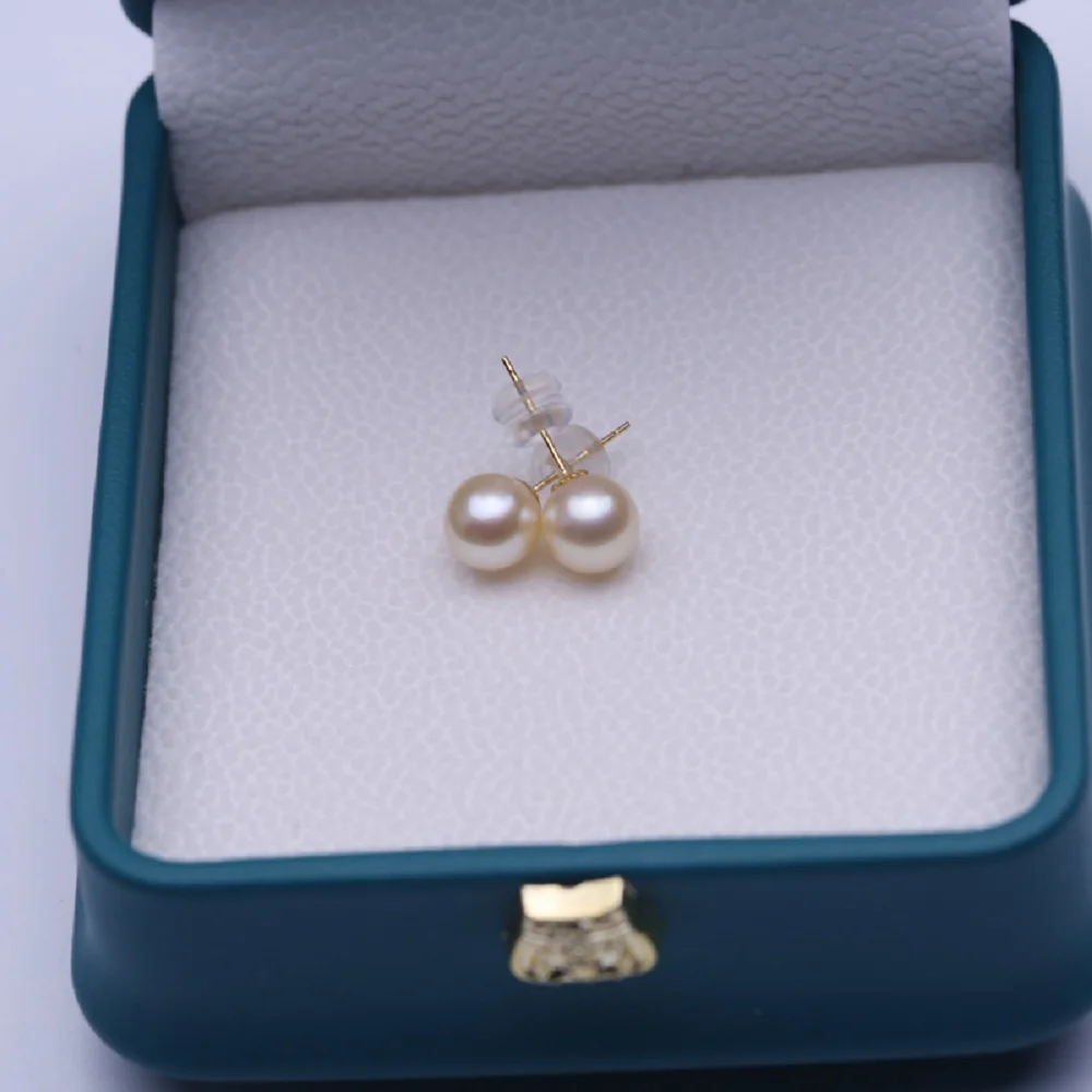 

Классические серьги AAAA7-8 мм, круглые золотые серьги с жемчугом Южного моря, золото 18 карат/AU750