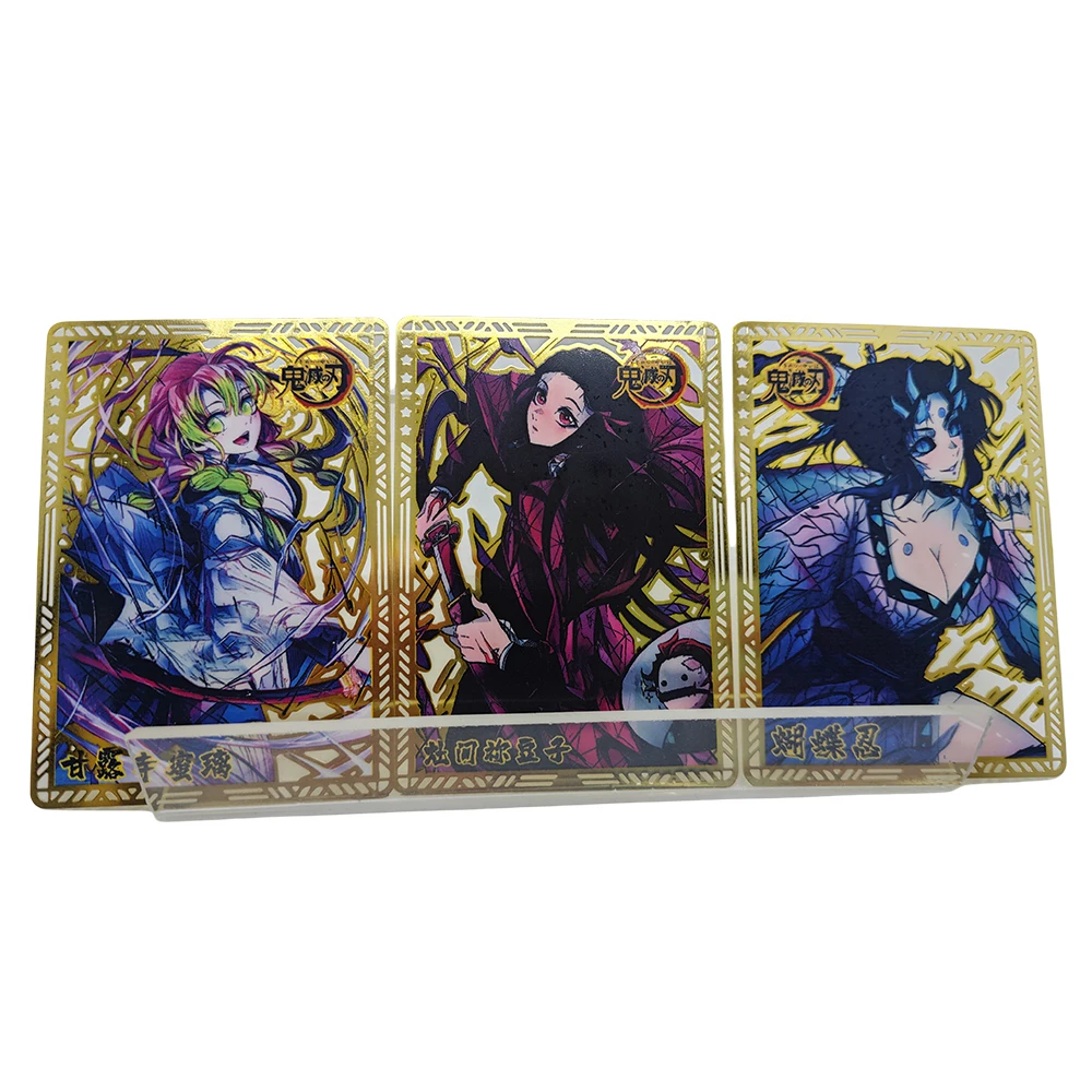 Demon Slayer DIY Kamado Nezuko Kochou Shinobu Kanroji Mitsuri Bright gold engraving openwork collectible card Christmas gift