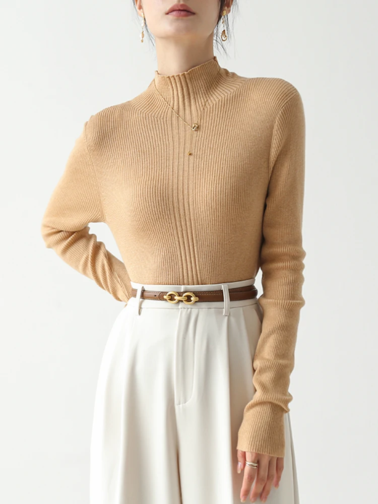 Suéter De punto para Mujer, jerséis nuevos De manga larga con cuello simulado, suéter De punto blanco, Tops para Mujer, suéteres, suéteres De Mujer Q930