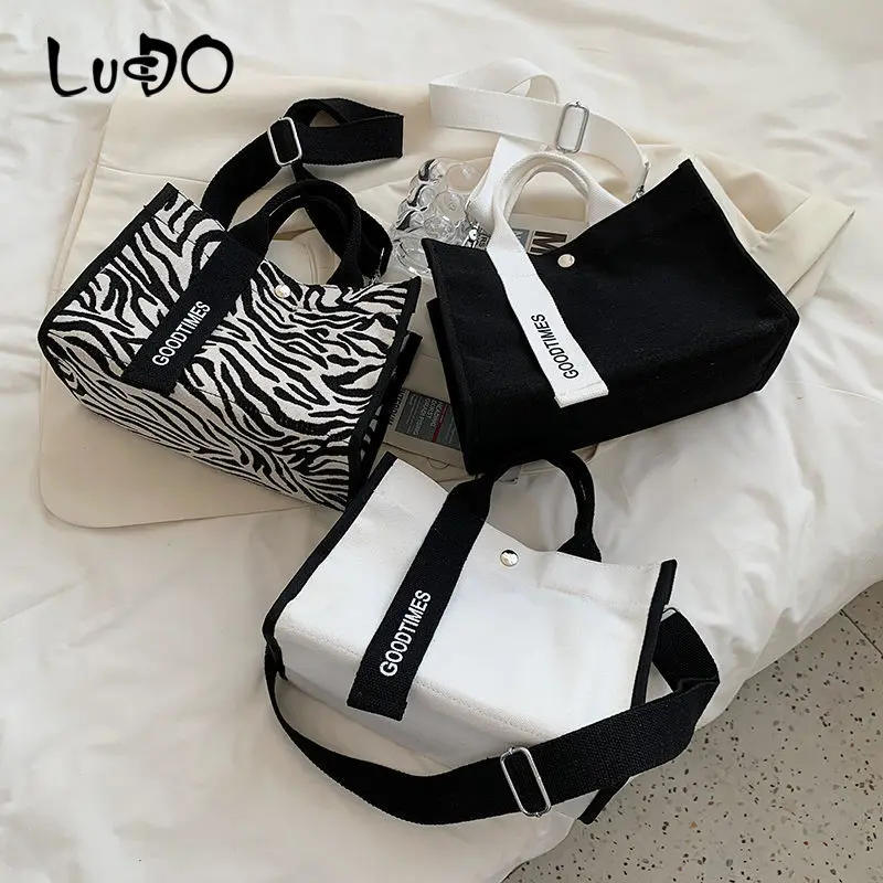 High-Quality Texture Zebra Pattern Women One-Shoulder Crossbody Handbag New Large-Capacity Brand Canvas Wild Western Style