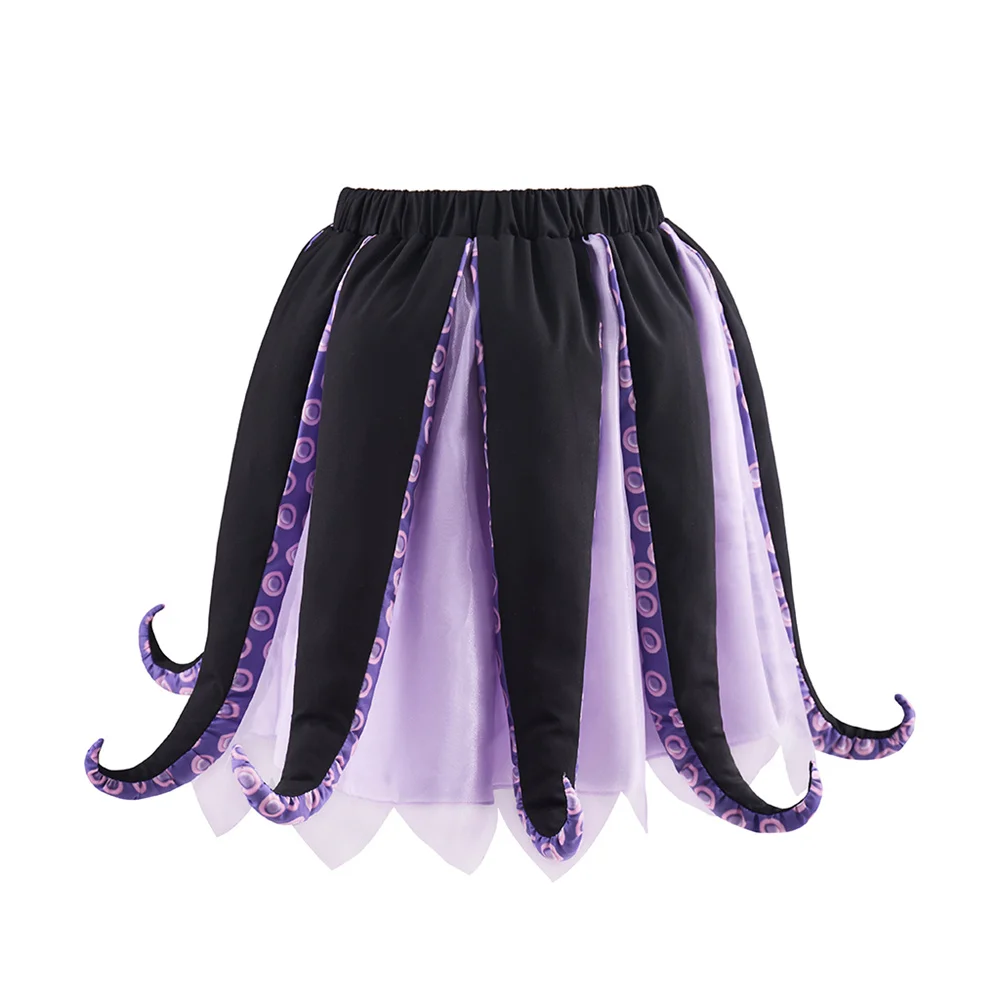 Movie Ursula Cosplay Costume Octopus  Tentacles Purple Black Fantasia Skirt Halloween Party  Outfits