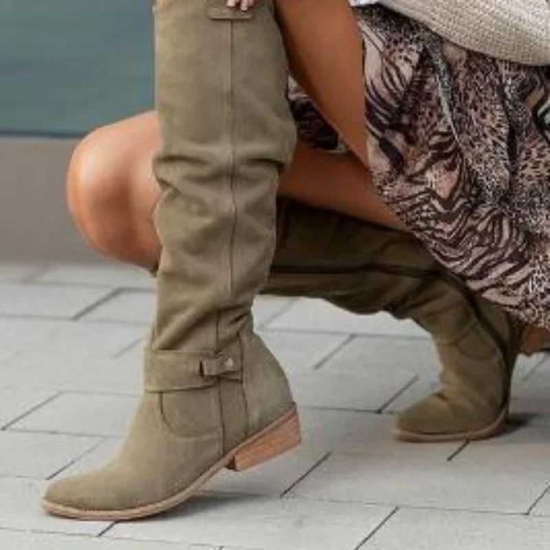 Hot Selling Retro Women Boot Large Size43 Suede High Women Boot Winter Boot Women High Heel Allmach Knee Length Boot Botas Mujer