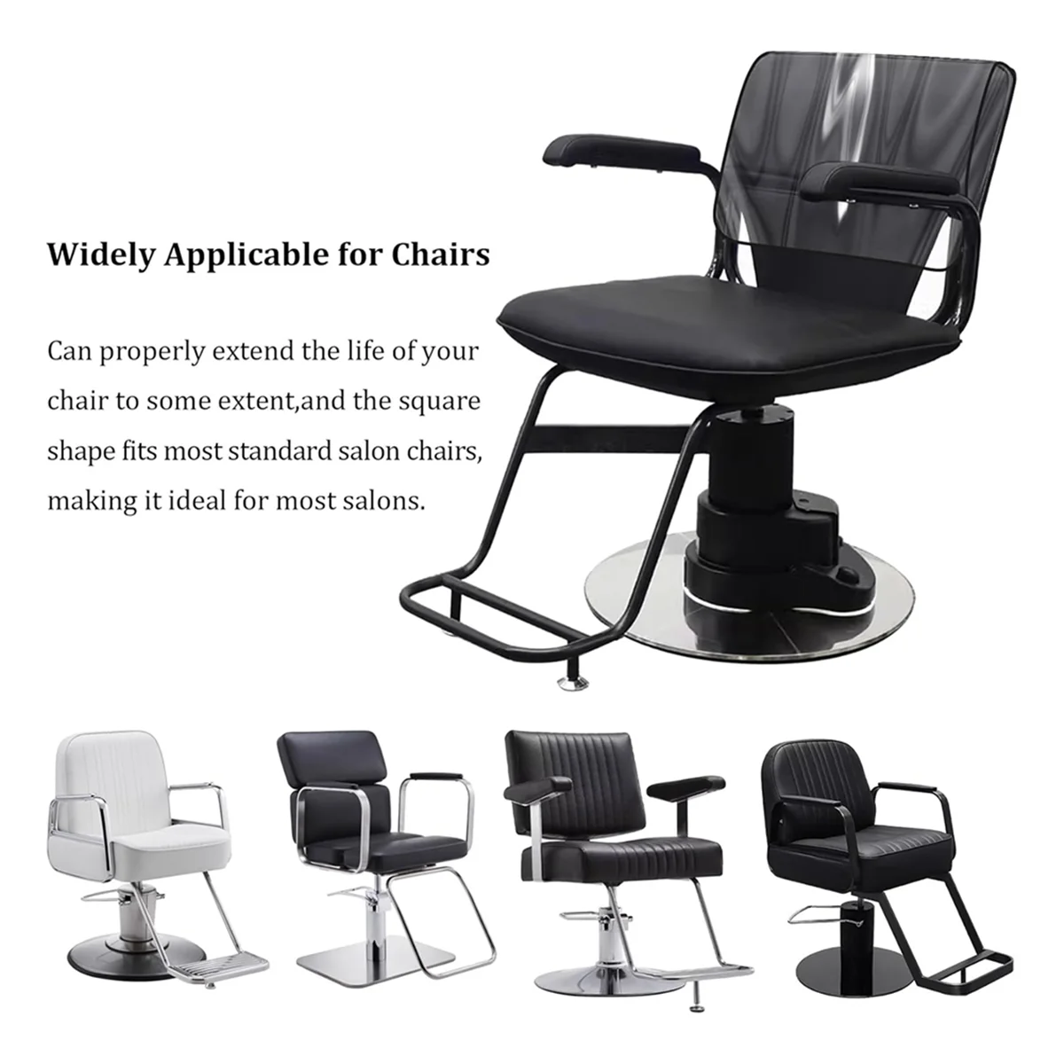 2 Pack Salon Chair Cover Protectors,Clear Square Hairdressing Chair Back Covers for Fits Most Standard Chairs