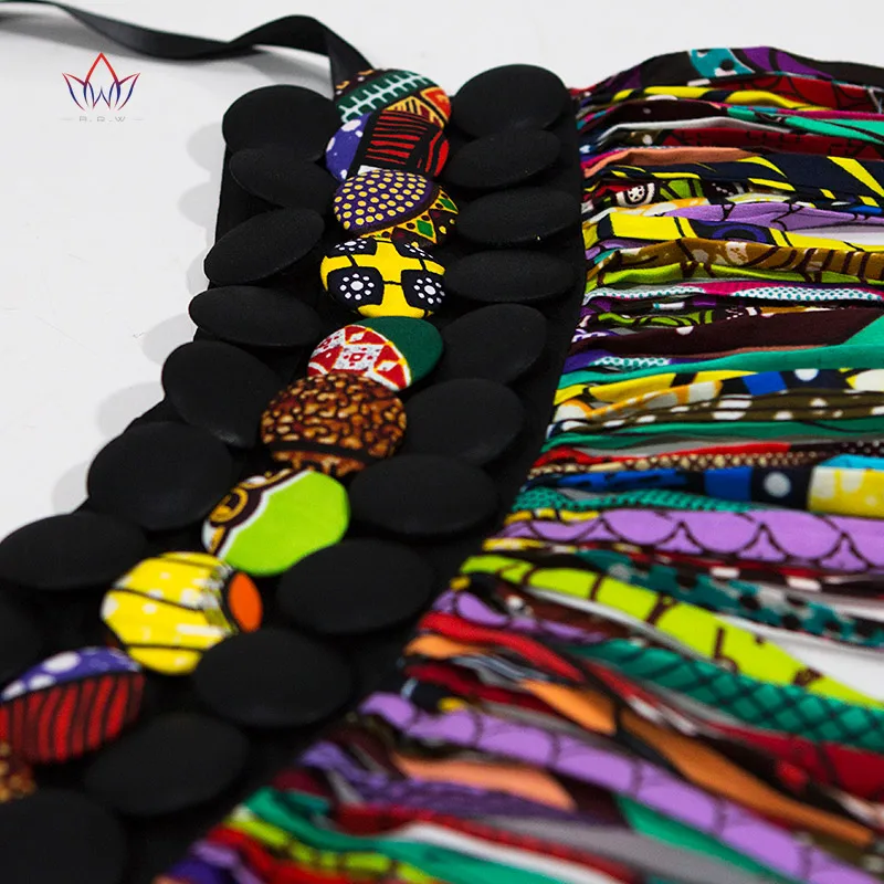 New Trend African Women Handmade Multi Ropes Dress Jewelry Skirt Matchin Ankara Necklaces Jewelry Shawl Tribal Set SP017