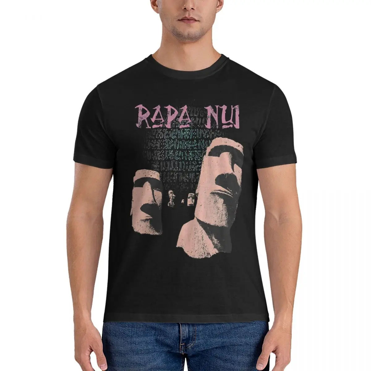 Rapa Nui Easter Island T-Shirts Men Easter Stone Statue Fashion Cotton Tee Shirt Crew Neck Short Sleeve T Shirts Summer Clothing