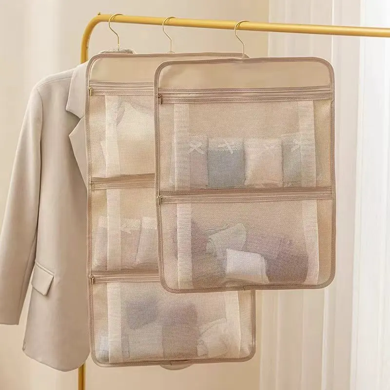 Hanging Clothes Organizer Bag - Multi-Pocket Underwear & Socks Storage For Home/Dormitory Wardrobe - Durable Space-Saving Design