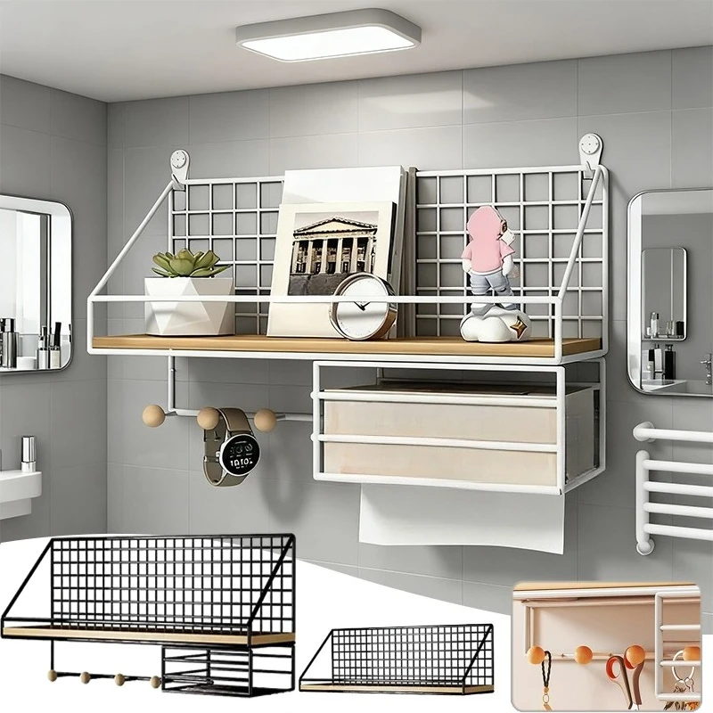 Kreatives Wandregal ohne Bohren, offenes Gitterregal für Wohnzimmer, Schlafzimmer, Küche, Dekoration, Lagerregal, Estantes