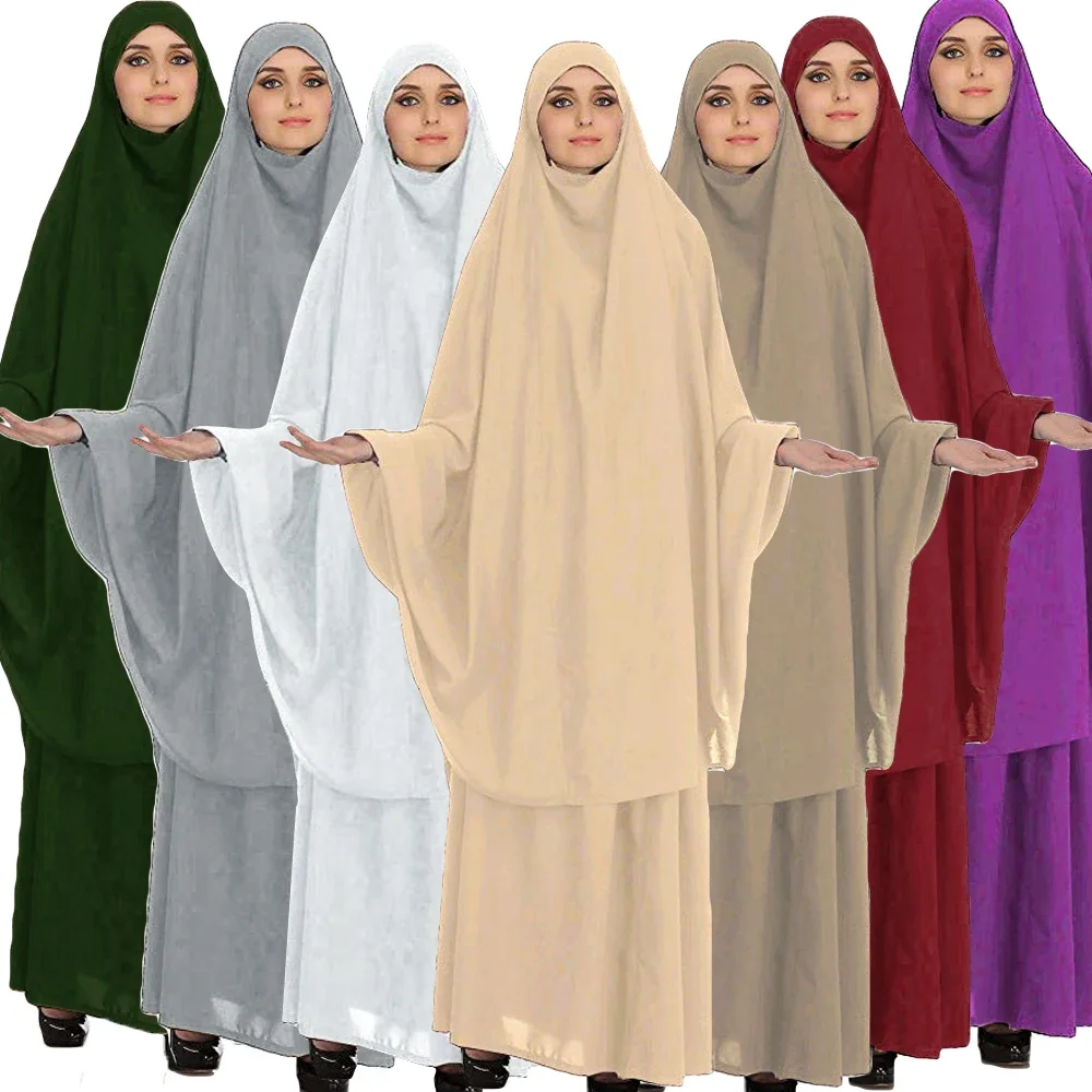 

Ramadan 2 Piece Robe Long Khimar Set Abaya Muslim Women Prayer Garment Dubai Saudi Prayer Dress 2 Piece Skirt Sets Eid Niqab