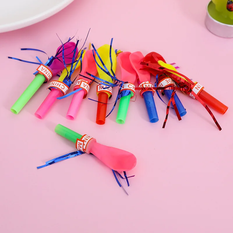 30PCS Colorful Blowouts Whistle Blowing Dragon with Balloon for Kids Birthday Party Favors Decoration Children Toys Supplies