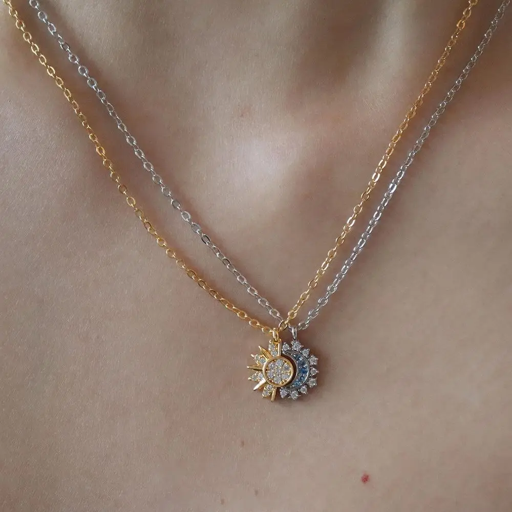 الشمس والقمر المغناطيسي قلادة أشعة الشمس وضوء القمر الشمس القمر قلادة الذهب الشمس عيد الحب زوجين المجوهرات