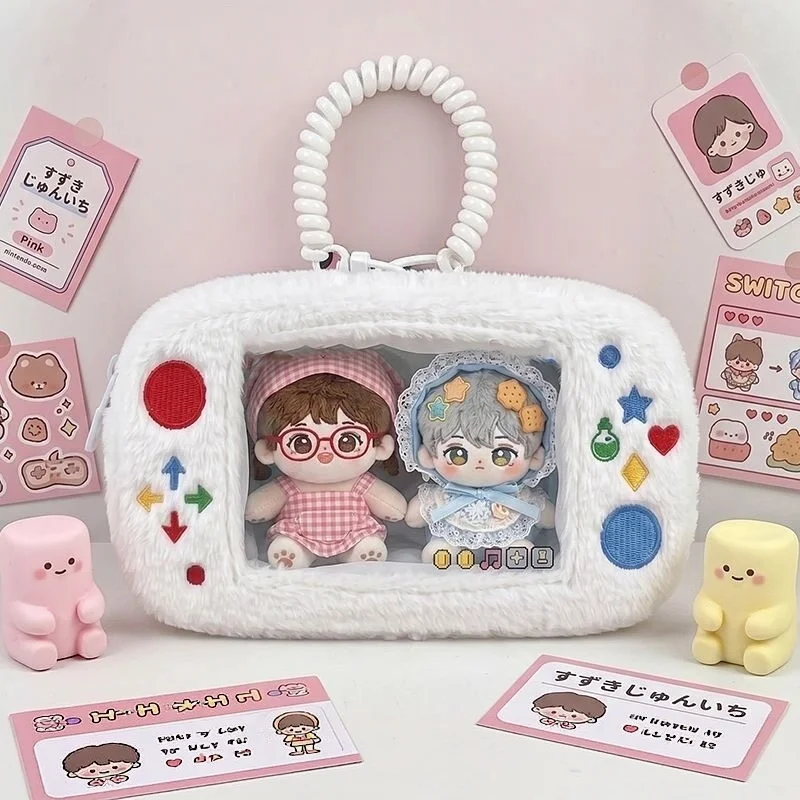 Game Console Design Plushie Display Ita Bag, Kawaii Storage Pouch with Clear Window, for Anime Kpop Collectibles Shooting Decor