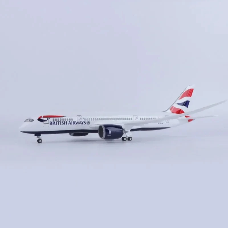 Imagem -04 - Escala 1:130 43 cm 787 Boeing Jetliner British Airways B787 Modelo de Aeronave Joias de Avião de Resina Fundida com Luzes Led