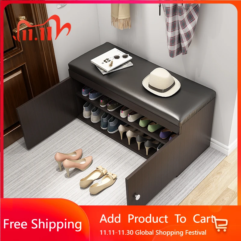 

Wooden Bench Shoe Cabinet With Seat Vertical Organizer Entrance Hall Box Shoe Cabinet Tower Modern Zapatero Entrance Furniture