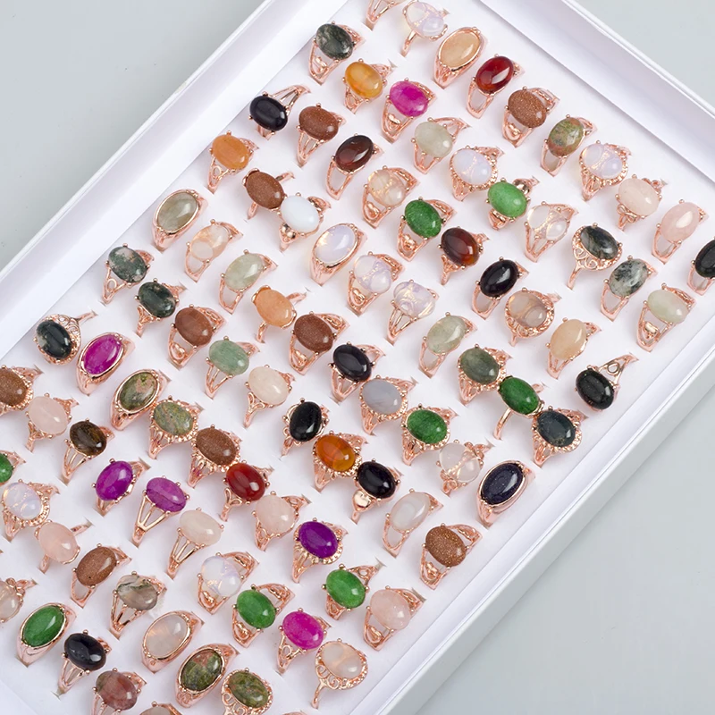 20 Pcs/Lot Bohemia Imitation Natural Stone Colorful Opal Crushed Shells Agate Finger Rings For Women  Joint Ring Gir Party Gifts