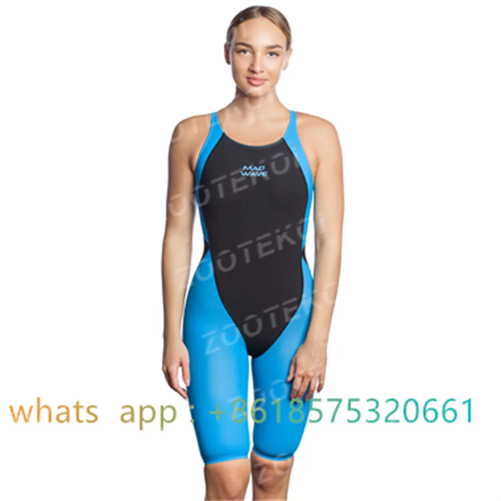 Race Swimwear Girls One Piece Knee Length Swimsuit Competitive Training Professional Swimming Summer Beach Bathing Suits