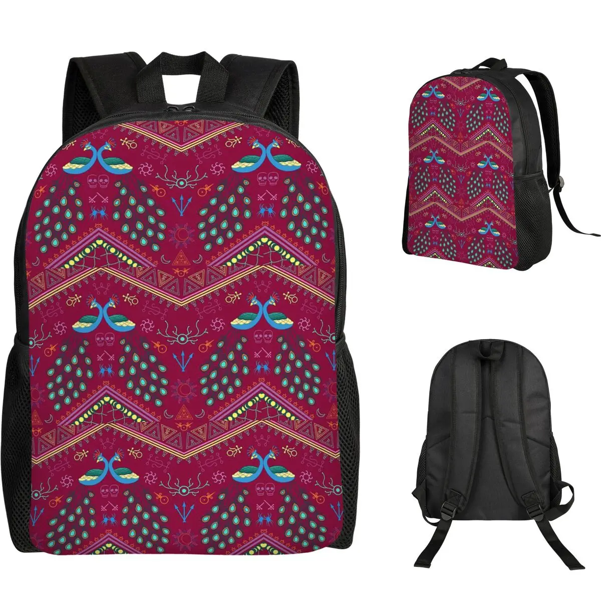 Mollymauk Tealeaf Inspired Print Student Backpack School Bag Hiking Travel Daypack for Boys Girls Fashion Bookbag Shoulder Bags