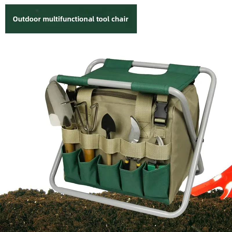 Portable Outdoor Folding Camping Chair Detachable Tool Storage Bag, Multi Purpose Fishing Stool for Garden Camping Travel