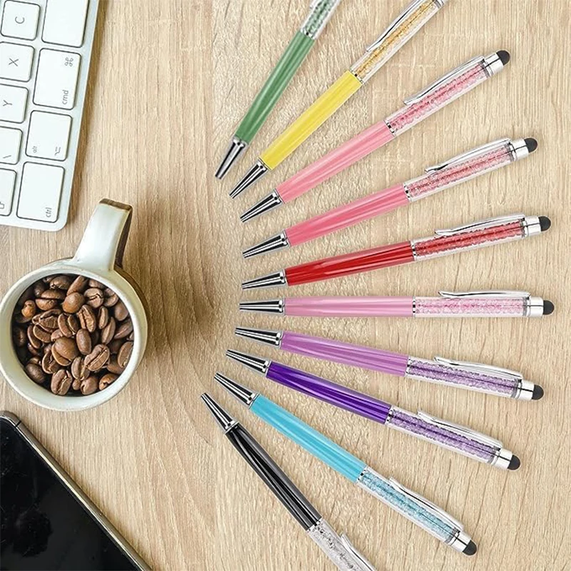 Penne a sfera da 30 pezzi Penna con diamante in cristallo Stilo touch screen capacitivo con punte in gomma per iPhone iPad