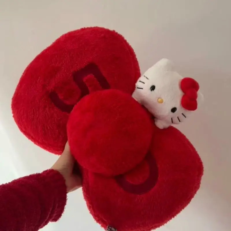 Sanrio Hello Kitty Red Bow Modeling Plush Throw Pillow Sofa Cushion Bedroom Backrest Ornament Bay Window Decoration Couple Gift