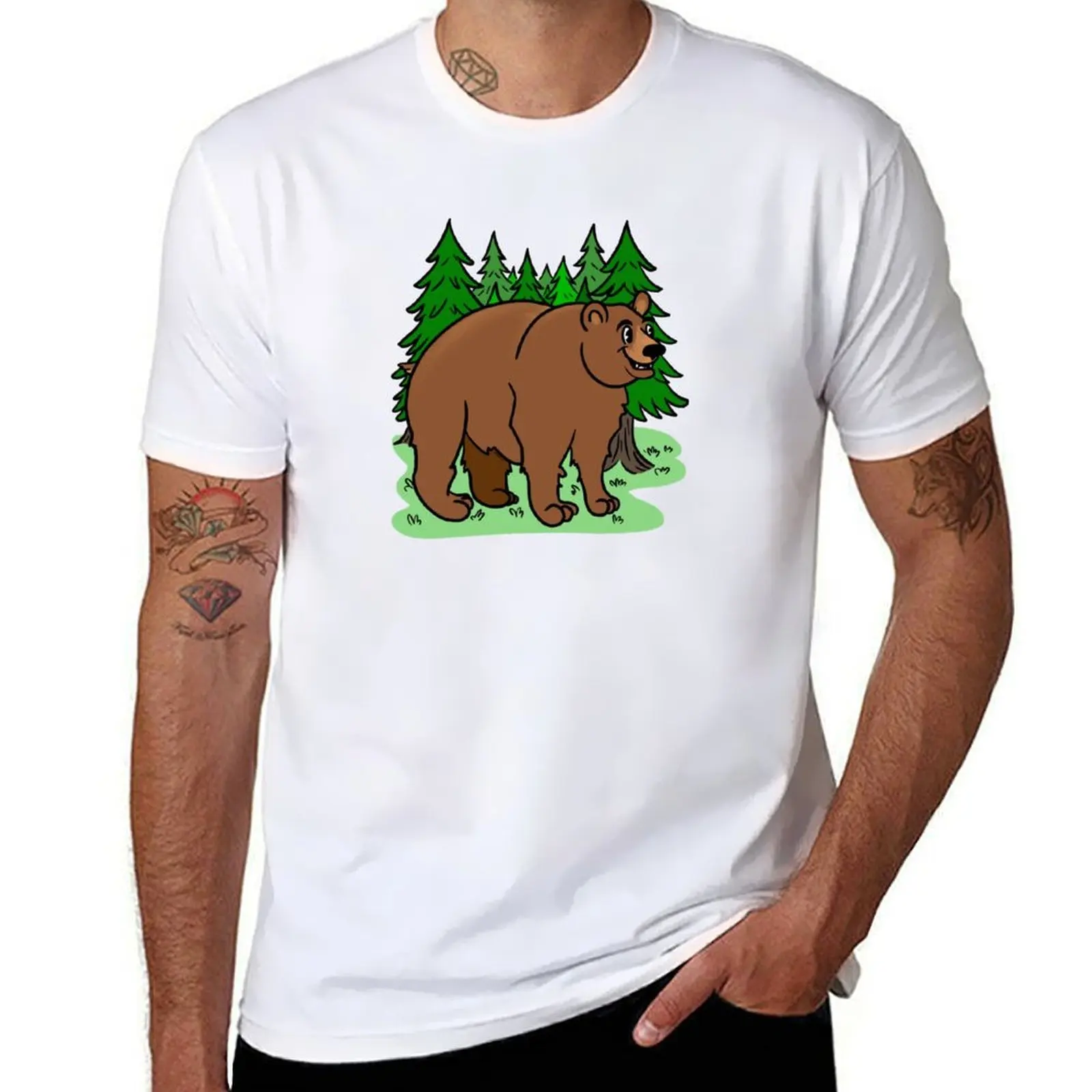 

Happy Bear In The Forest T-Shirt man t shirt summer t shirts for man graphic tees T-Shirt