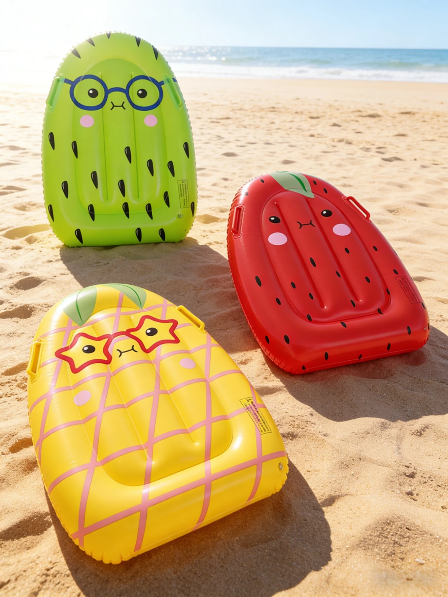 Prancha de surf inflável com padrões de frutas, placa portátil de entretenimento de férias, adequada para atividades aquáticas de verão, 1 peça