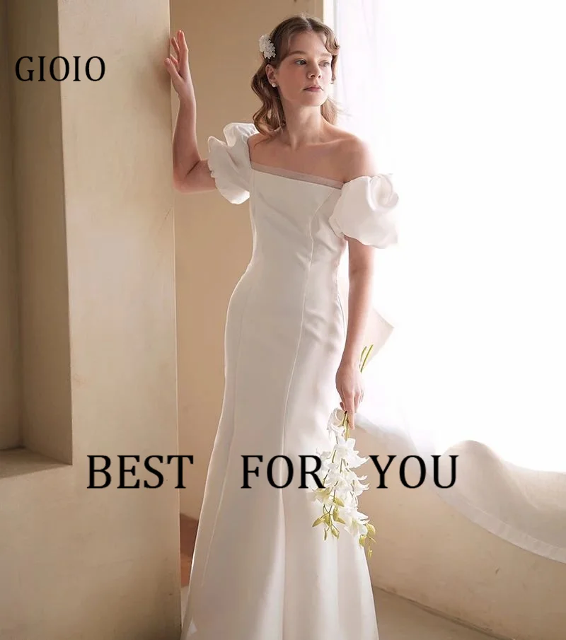 GIOIO Off Shoulder Luxury Formal Evening Dresses Pleat Puffy Sleeves فساتين سهرة  Floor Length Elegant Prom Gowns Party Women