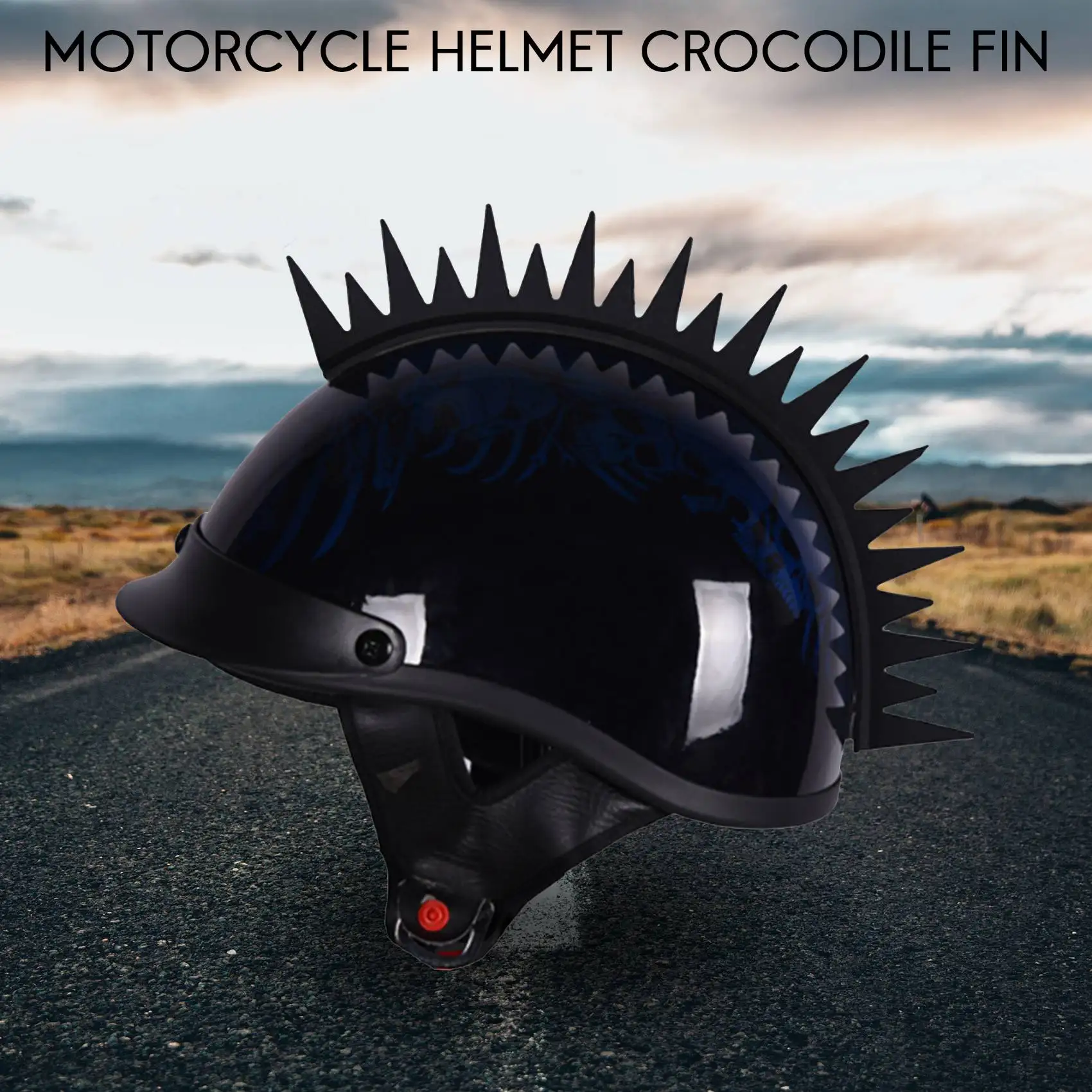 Classy-Reflective Motorcycle Helmet Mohawk Spikes Rubber With Red Helmet Decals(Helmet Not Included)