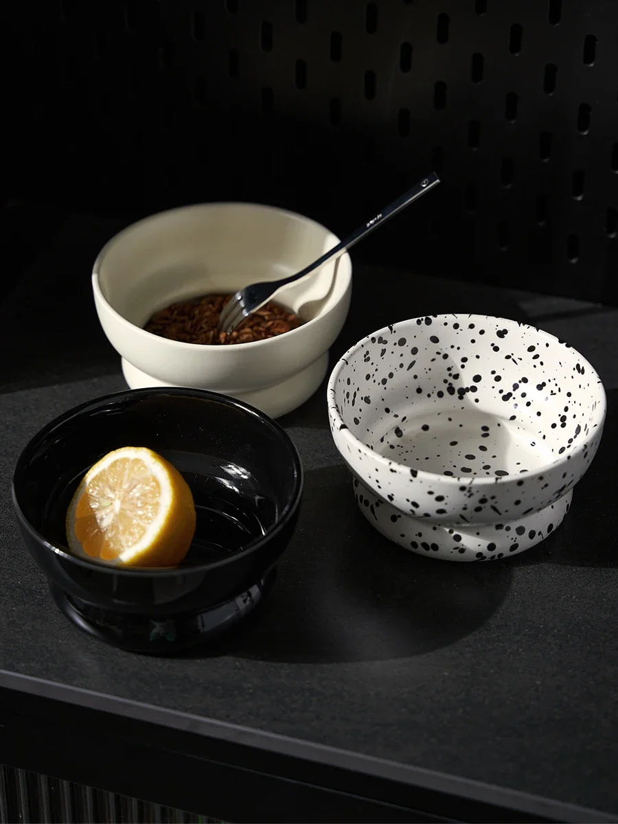 

Simple solid color round black salad high value online celebrity dessert fruit yogurt bowl mini