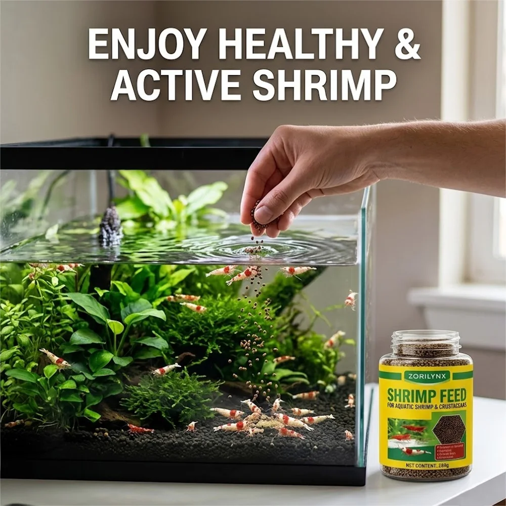 280g Shrimp Feed Aquatic Crustacean Food Pellets High Protein Rich Minerals Promotes Growth for Aquarium Tank Cherry Crystal Red