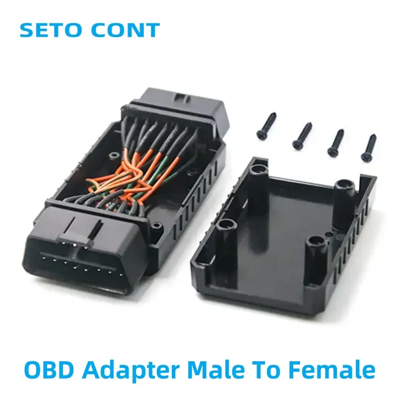 12V 16 Pin OBD2 Connector Male to Female OBD Adapter OBDII Converter OBDII Interface All Pin Connected for OBD Diagnostic System