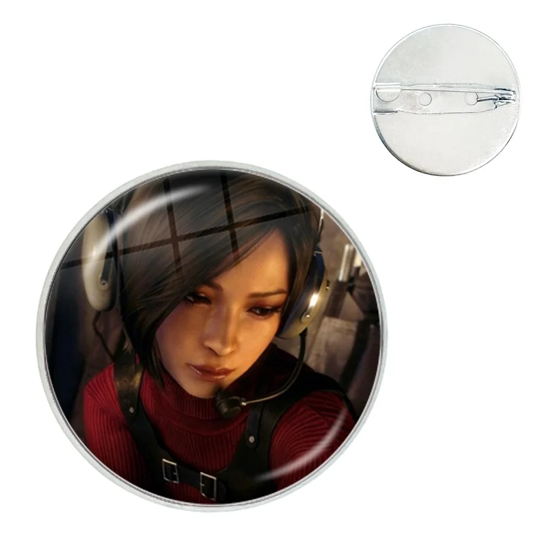 Game Resident Evil Pin Cartoon Leon Kennedy Glass Dome Brooches Shirt Lapel Bag Badge Cartoon Pins For Friends