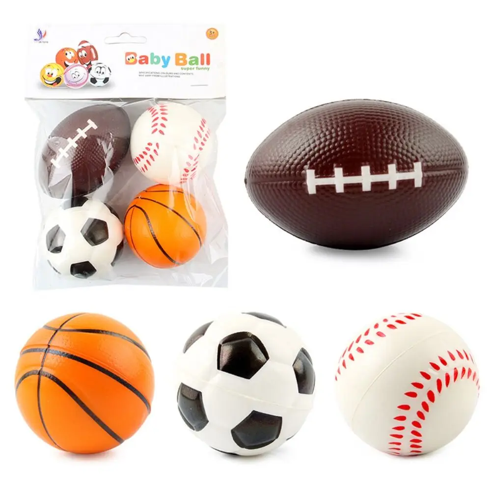 4-in-1 Ball Games Squeezing Toys Quick Rebound Baseball Ball Games Pinch Mini Rugby Simulation Pinch Office Workers