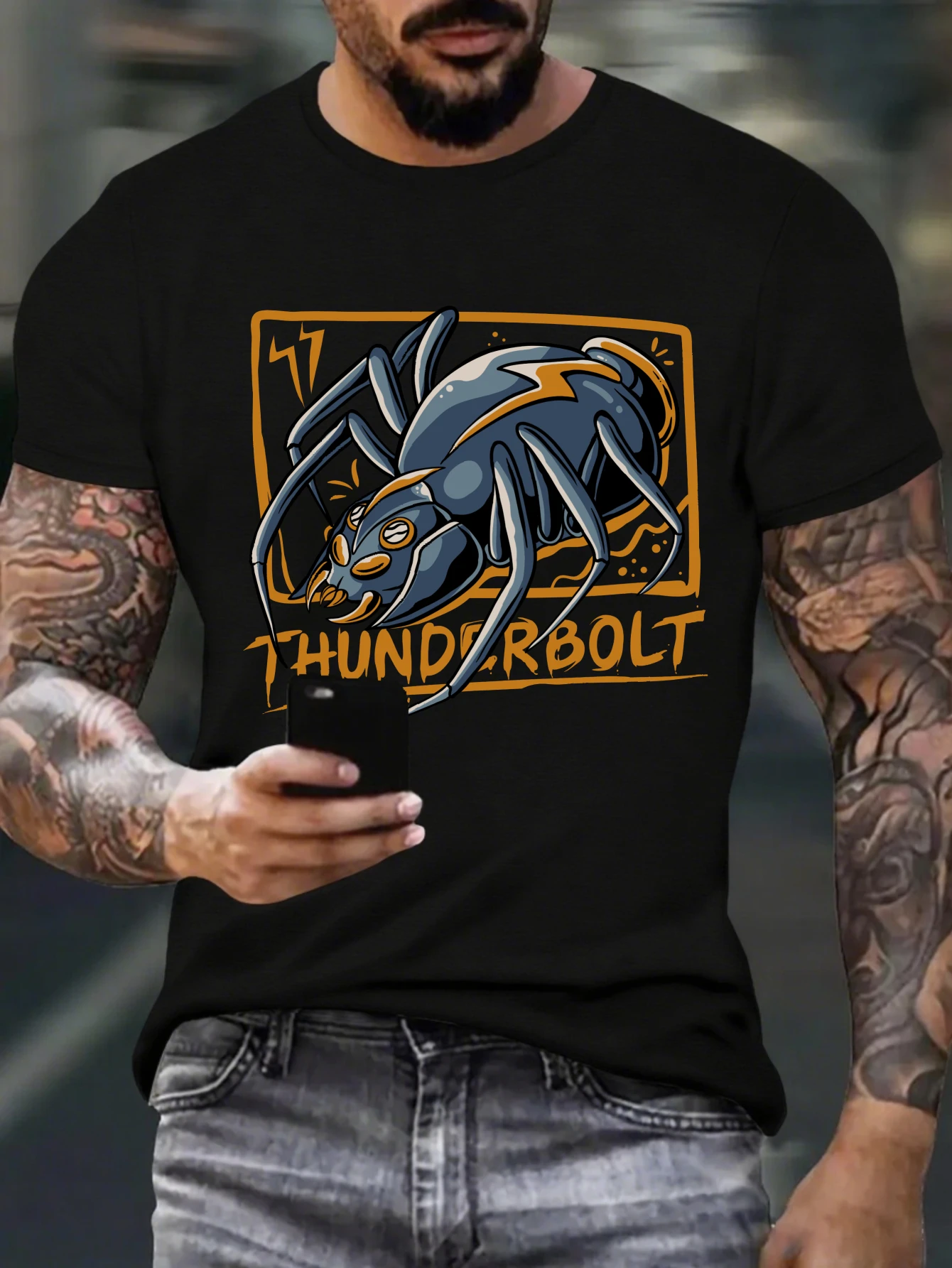 

Men's Vintage Spider Graphic T-Shirt Arachnid Retro Casual Streetwear Cotton Tops