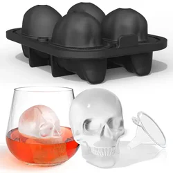 Extra Large 3D Skull Ice Cube Mold   Flexible Silicone  Maker  4 Cavity Tray  for Whiskey    Baking, Chocolate, Candy and Re