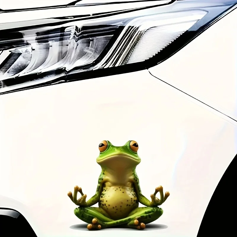 

Meditating Green Frog Waterproof Vinyl Sticker, Anti-Scratch Self-Adhesive Decal for Car, Motorcycle, Laptop Daily DIY Decor