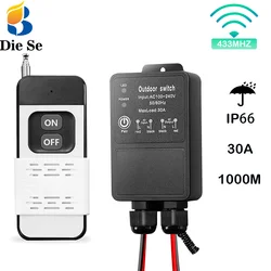 RF 433 Mhz Universal Wireless Remote Control Switch Waterproof Wireless Receiver AC110V 220V 30A Transmitter for Pump Light Fan