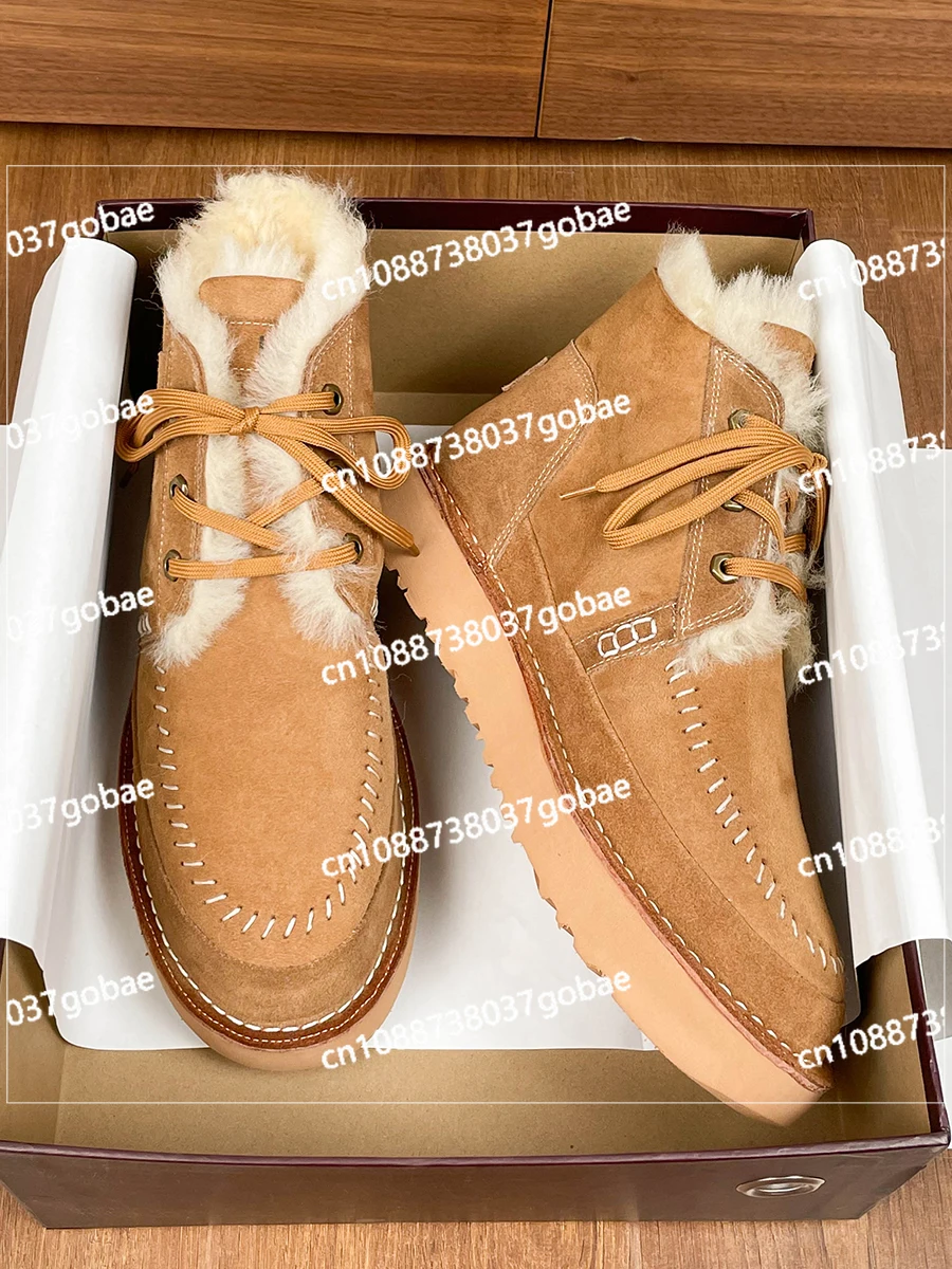 Snow Boots Men's Fur Integrated 2024 Winter New Piled Thickened Non-slip Warm Real Wool Northeast Cotton Shoes