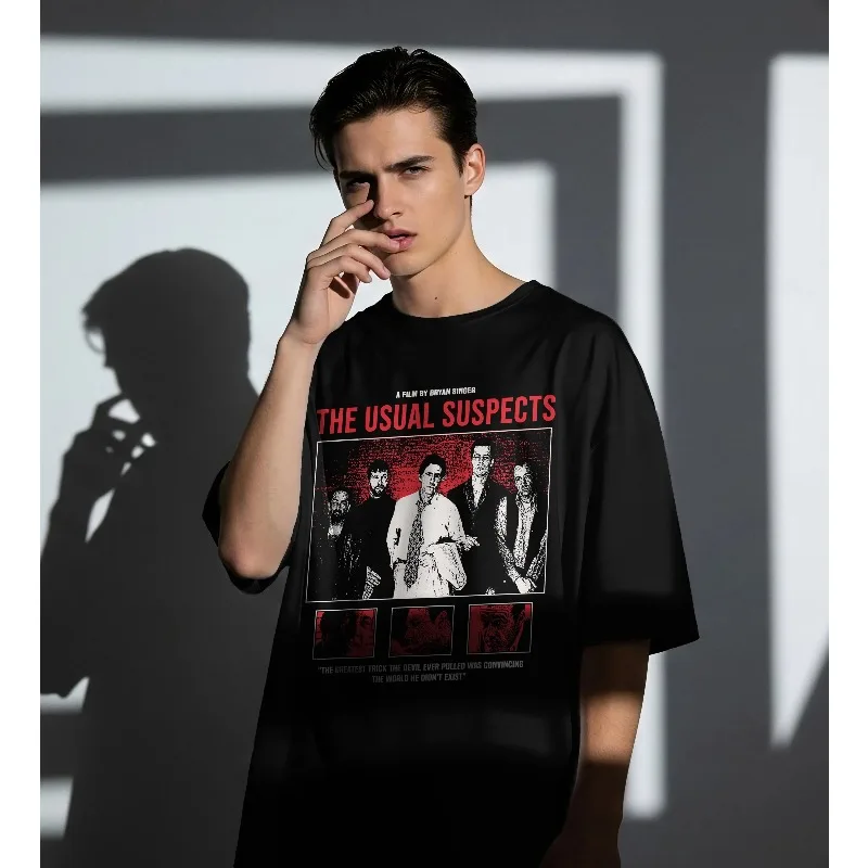 The Usual Suspects Movie Poster Graphic Tee  90s Crime Thriller Film T-Shirt Four season popular unisex cotton T-shirt