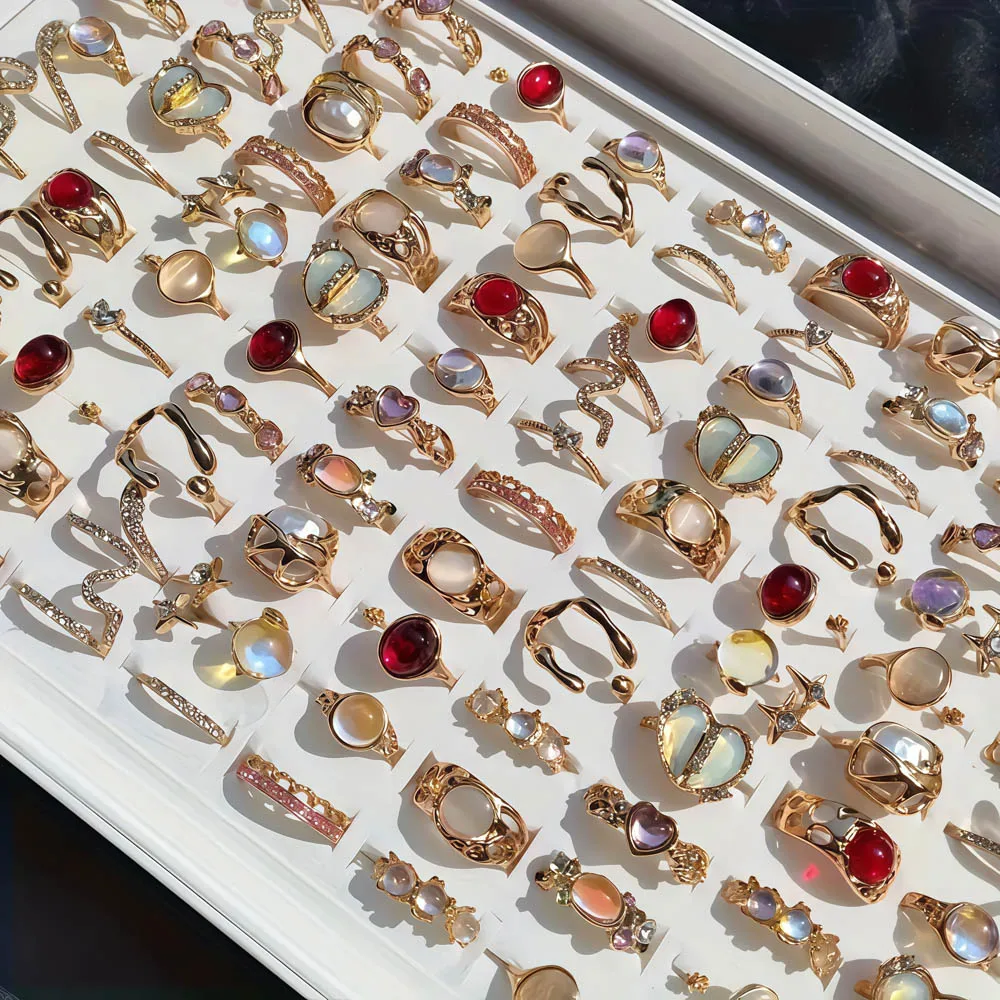 20 قطعة/الوحدة سحر الموضة أنيقة القلب الأفعى لامعة حجر الراين خواتم للنساء مزيج نمط مفتوح قابل للتعديل مجوهرات يومية هدايا الحفلات #2