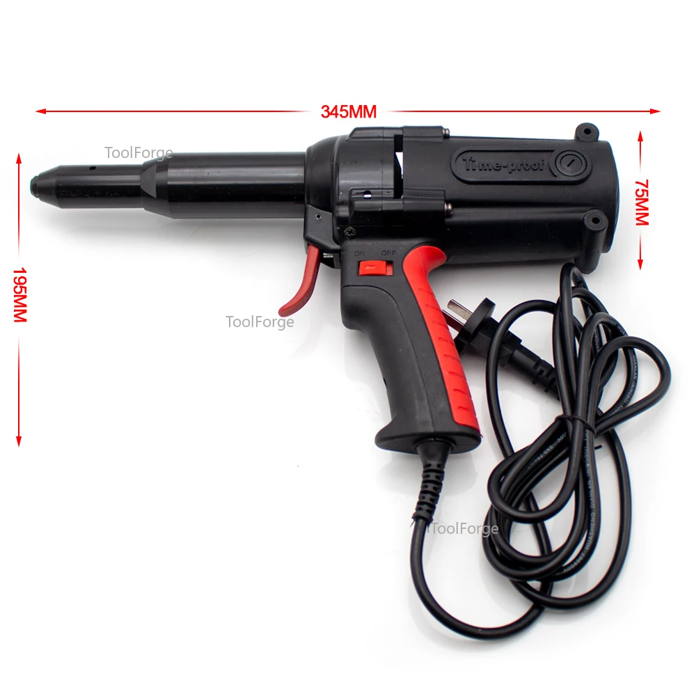 AC 220V Heavy Duty Electric Rivet Gun Nail Gun Riveting Tool Electrical Blind Riveter 600W 4.0-6.4MM 16000N Stroke 25MM