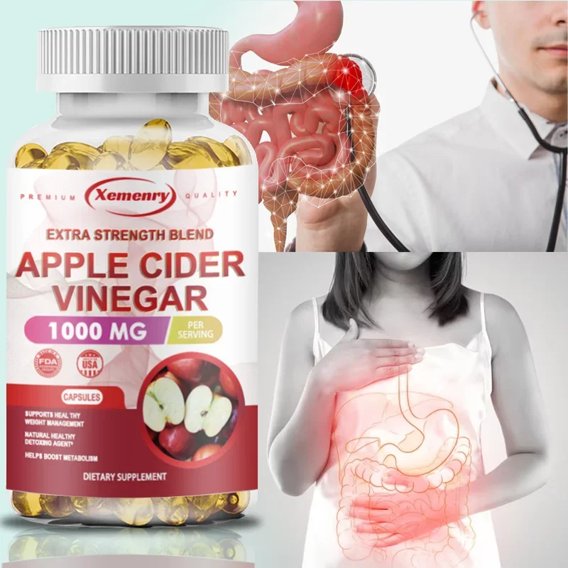 

Apple Cider Vinegar Capsules - Weight Management, Detoxification, Bloating and Constipation Relief, Digestive Health