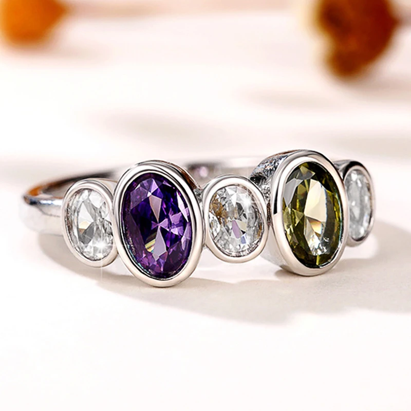 Huitan Fashion Design Damen ringe mit oliv/lila Zirkonia einfache stilvolle weibliche Ringe für Party heißen Schmuck Großhandel