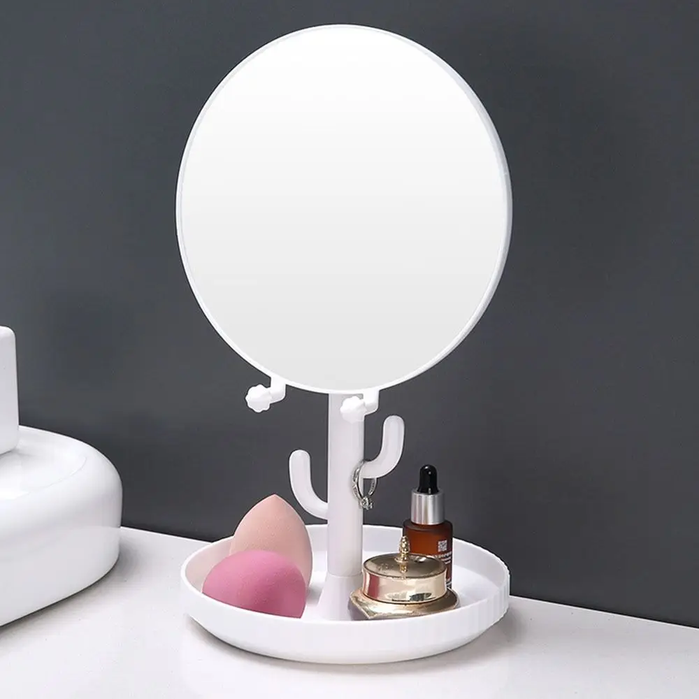 

Cartoon Cactus Vanity Mirror With Base High-definition Beauty Mirror Single Side 360 Degree Rotation Touch Up Mirror Home