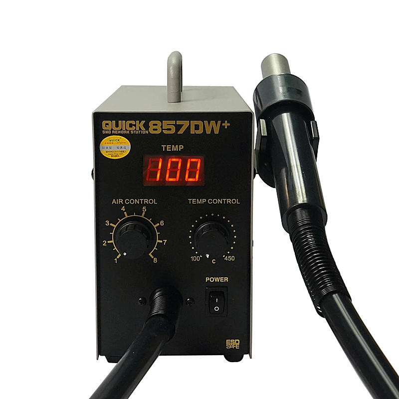 High Quality QUICK 857DW+ 850W Adjustable Hot Air Gun Soldering Station Heater Helical Wind Air Gun SMD Rework Station