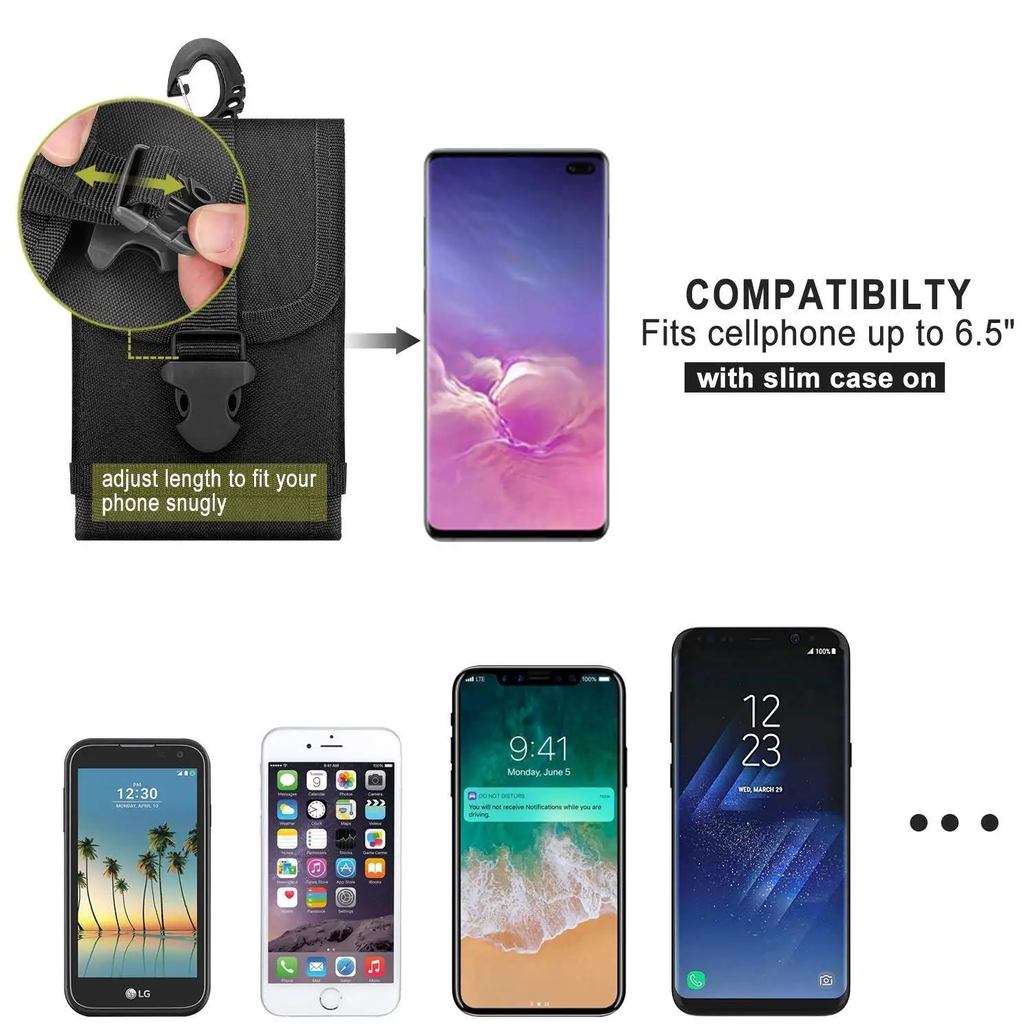 Tactical Molle Pouch Compact Utility Gadget Waist Bag Phone Holster for iPhone 15 Pro/15/14 Pro/14/13 Pro/13/13